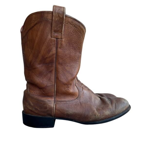 Ariat Men\'s Cowboy Boots Heritage Roper Western Brown Leather Round Toe Rodeo